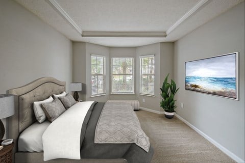 Bedroom and bay window at Crestmark Apartment Homes, Georgia, 30122