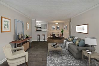 Living room and kitchen  at Crestmark Apartment Homes, Lithia Springs, GA