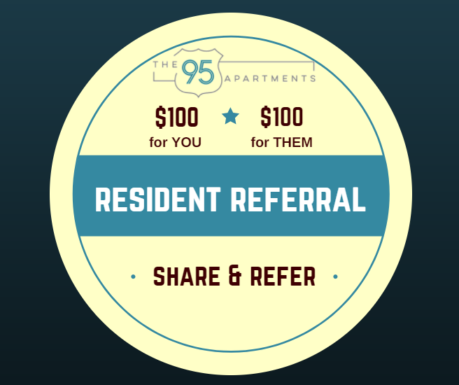 the logo for the resident referral rebate program with a blue and yellow circle