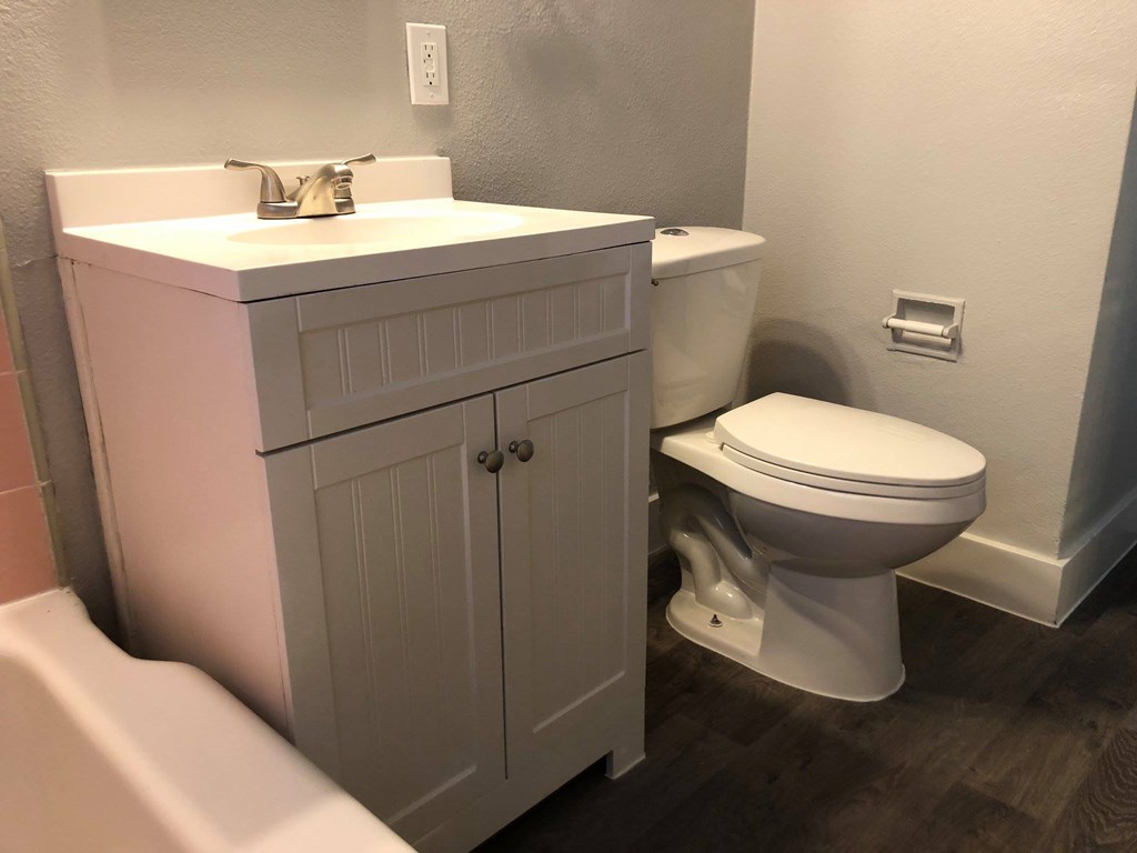 a bathroom with a toilet and a sink