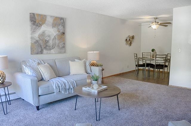 Living Room With Dining Area Living Room With Dining Area at Grandview Terrace Apartments, Mound, Minnesota