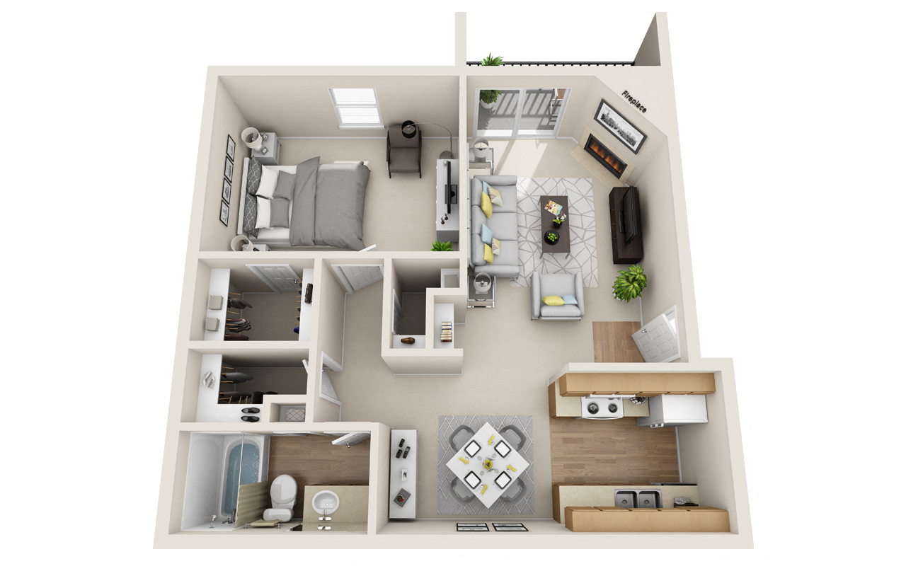 Arbor Creek 1 Bedroom 1 Bath Floor Plan A5N