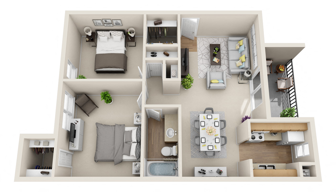Arbor Creek 2 Bed 1 Bath 858 sq feet