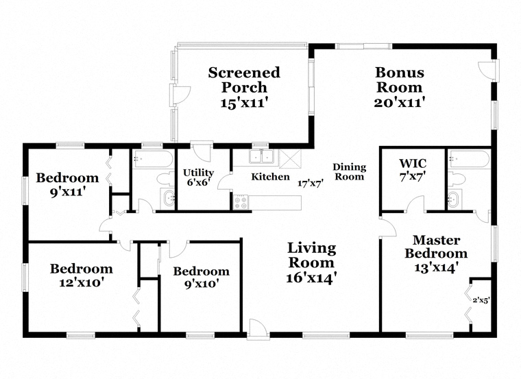 floor plan of a house with bedrooms and baths and a living room