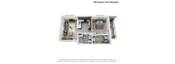 1 Bedroom Second Level - 680sf