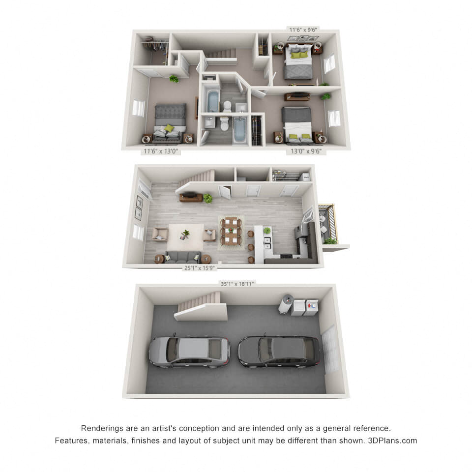 3 Bedroom, 2.5BA Townhome with Garage