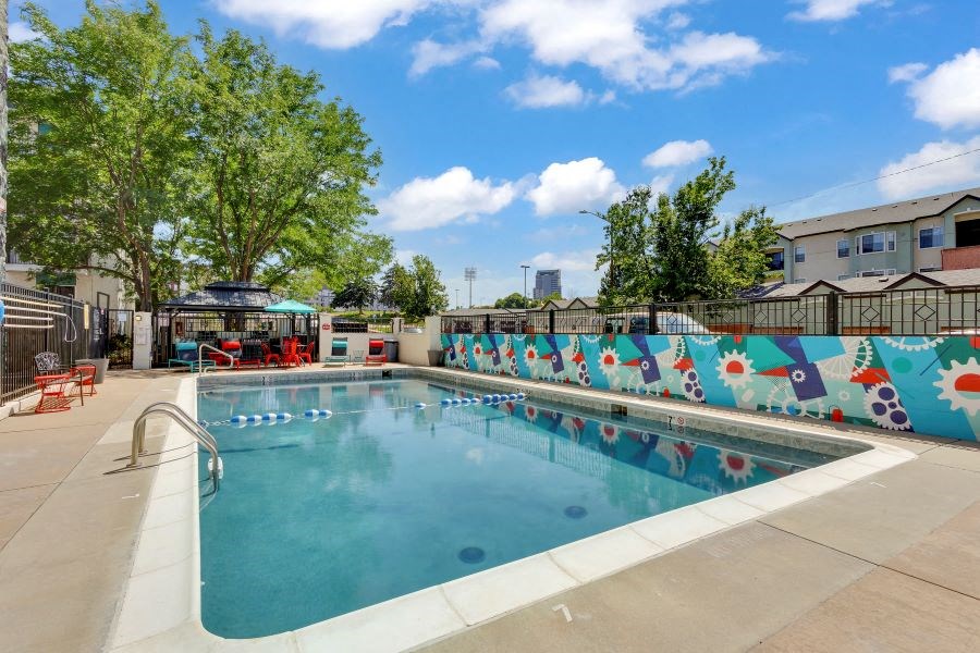 the swimming pool at the apartments for rent