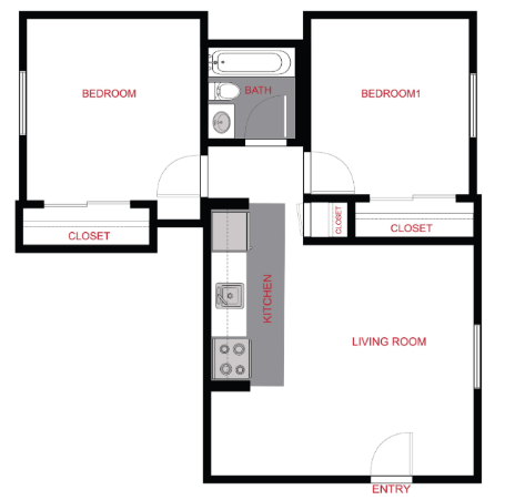 2 Bed 1 Bath