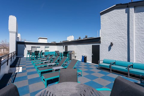 the patio on the roof of the building