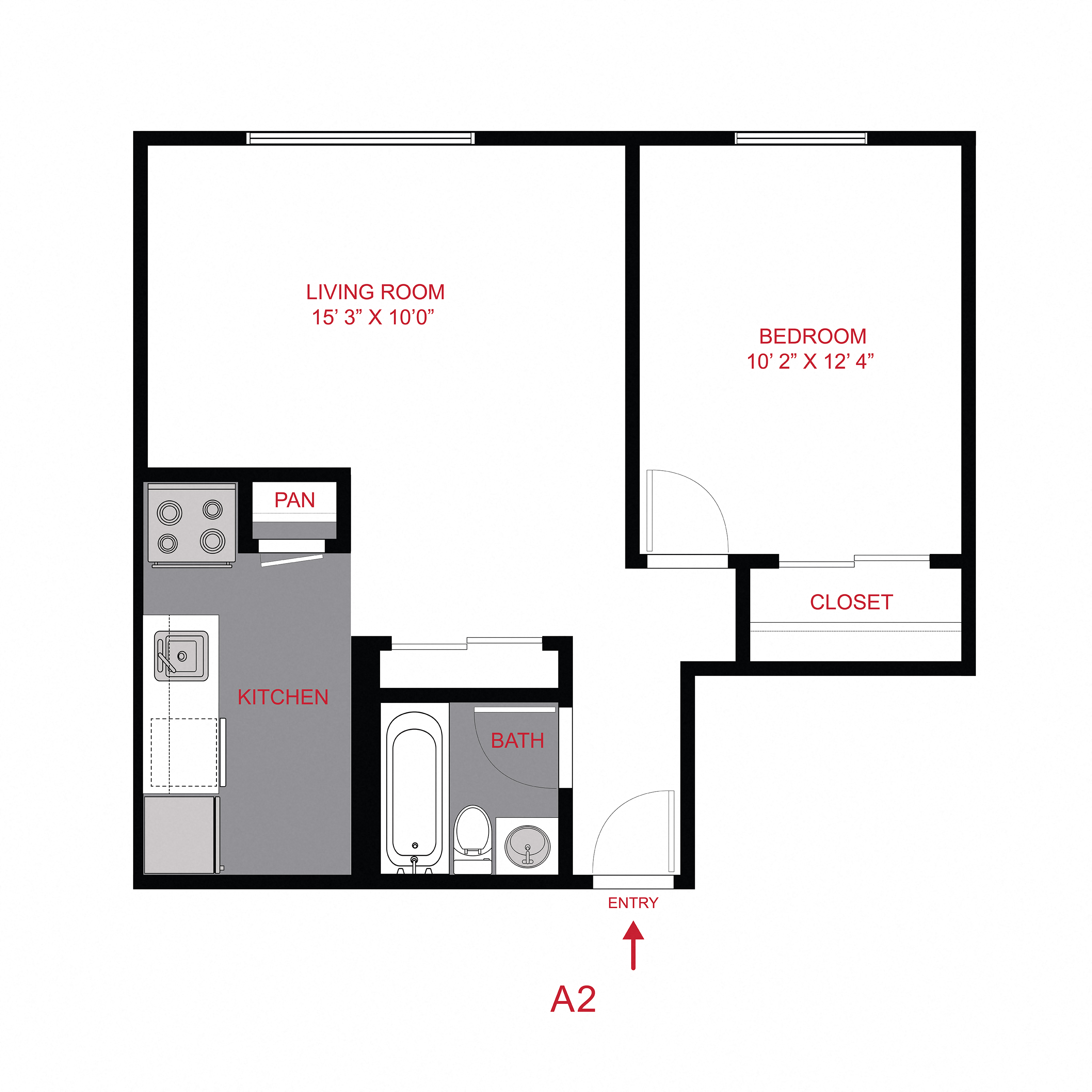 1 Bed 1 Bath A2