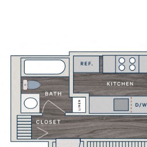1 Bed 1 Bath A Floor Plan 1 Bed 1 Bath A Floor Plan at The Clayson, Palatine, Illinois