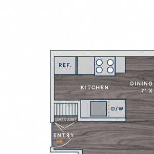 1 Bed 1 Bath A1 Floor Plan 1 Bed 1 Bath A1 Floor Plan at The Clayson, Palatine