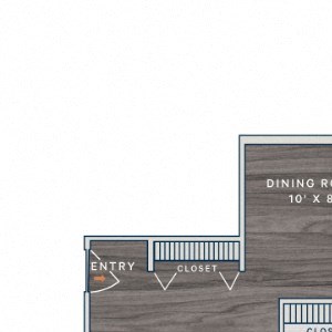 2 Bed 1 Bath B Floor Plan 2 Bed 1 Bath B Floor Plan at The Clayson, Illinois, 60067