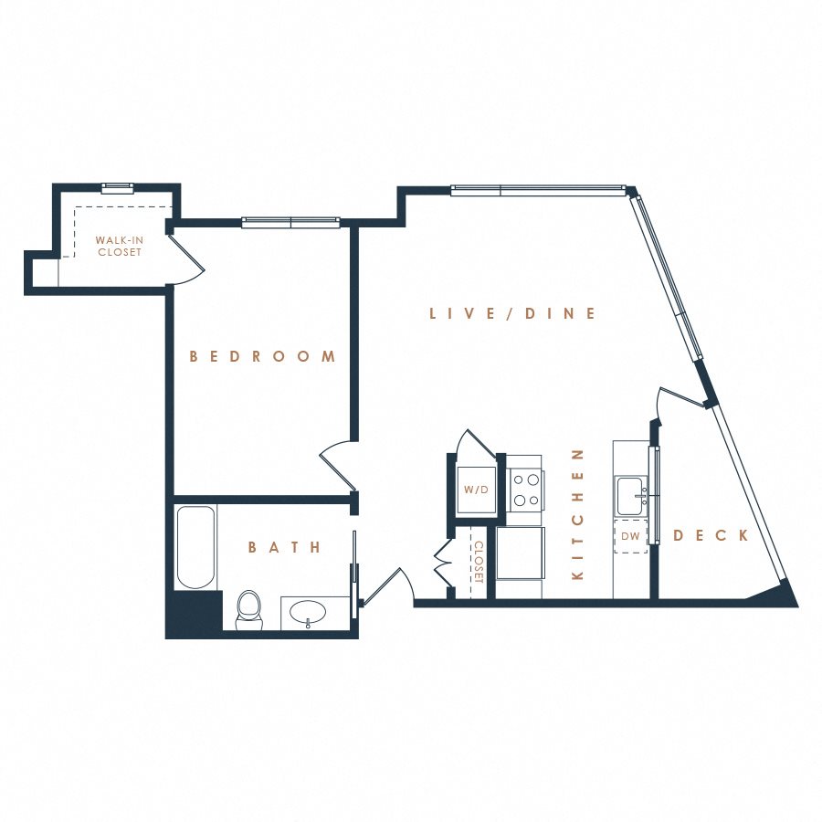 1x1 with Balcony 1A Floor Plan 3