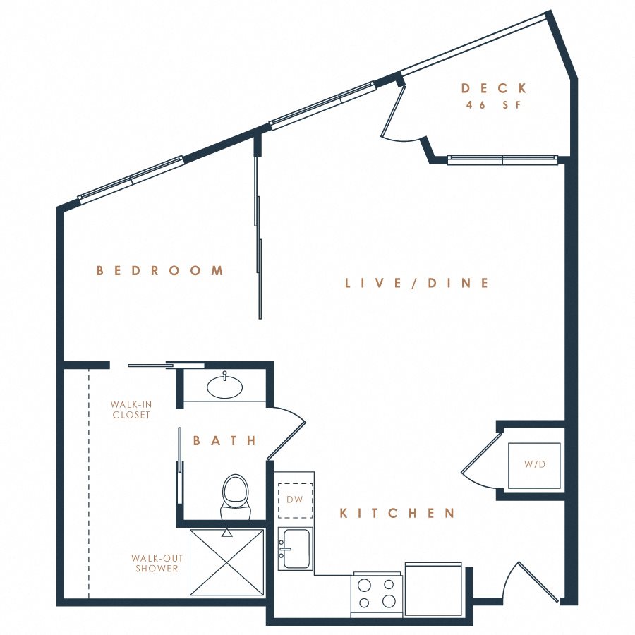 1x1 with Balcony 1B Floor Plan 4