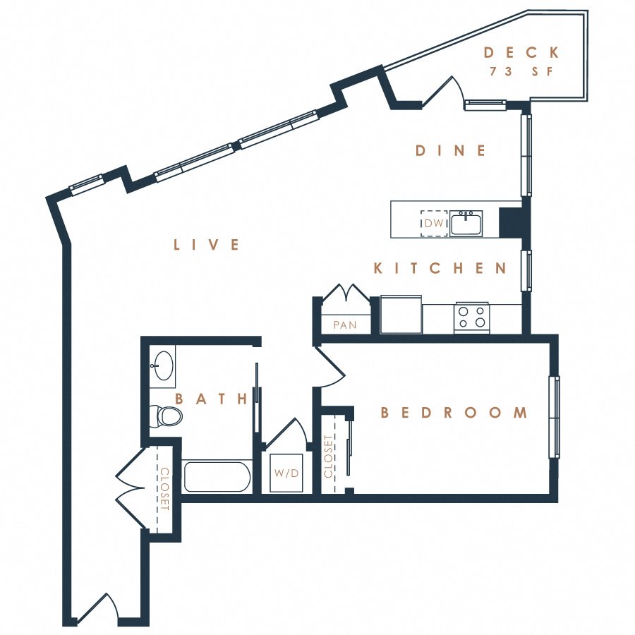 1x1 with Balcony 1C Floor Plan 5