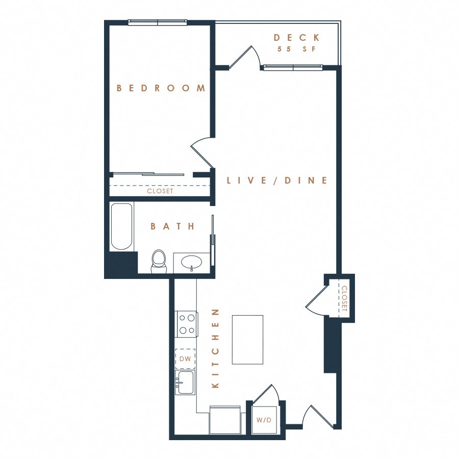 1x1 with Balcony 1E Floor Plan 7