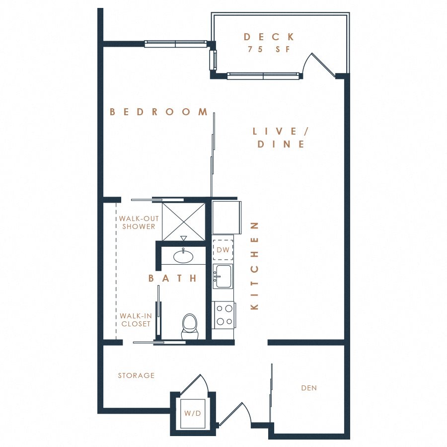 1x1 with Den & Balcony 1H +Den Floor Plan 10
