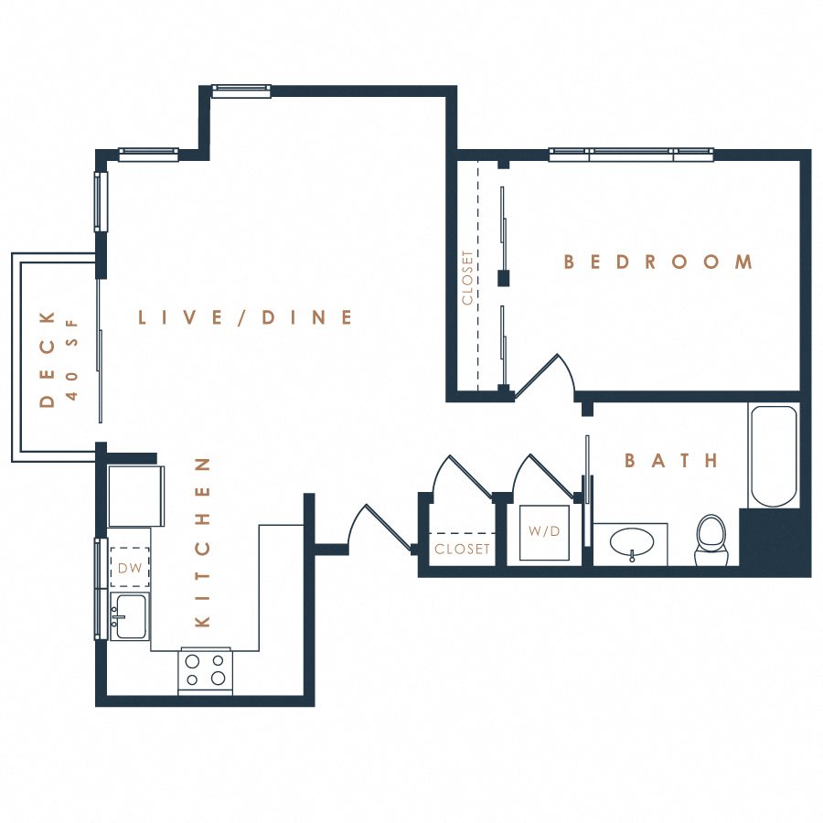 1x1 with Balcony 1J Floor Plan 12