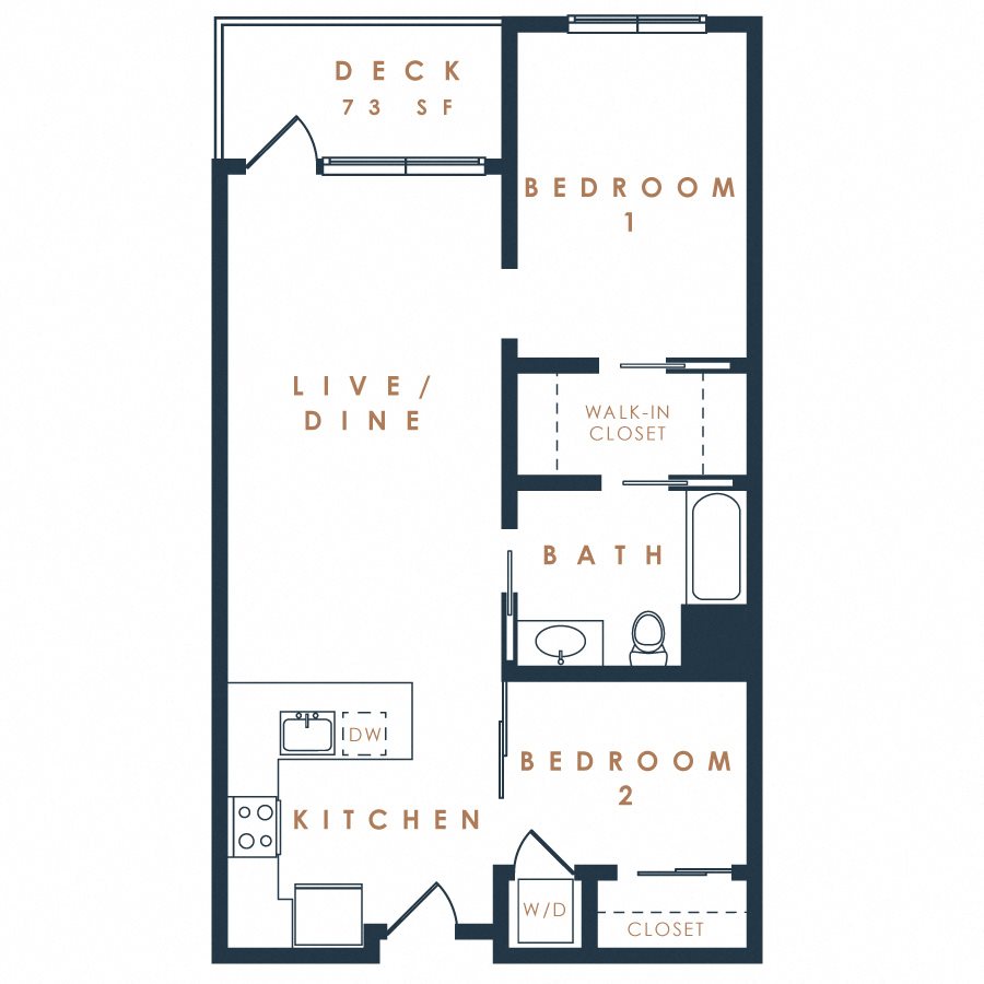 2x1 with Balcony 2B Floor Plan 18