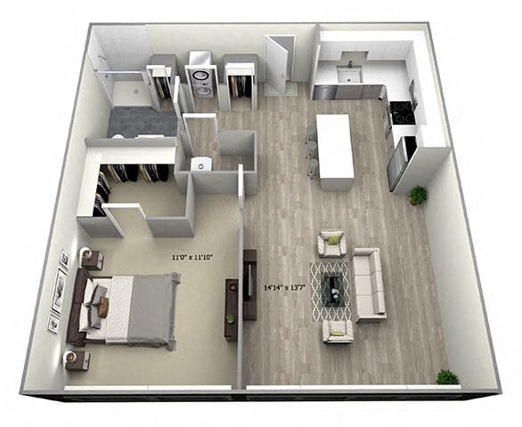 1 Bed 1 Bath TruaA 835 Sq.Ft. Floor Plan at 735 Truman, Hyde Park, Massachusetts