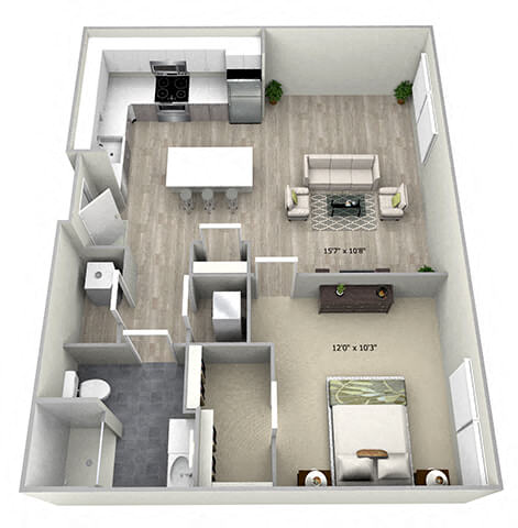 1 Bed 1 Bath TruaB Floor Plan at 735 Truman, Hyde Park
