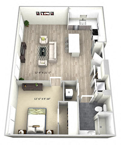 1 Bed 1 Bath TruaE Floor Plan at 735 Truman, Hyde Park, MA, 02136
