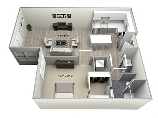 1 Bed 1 Bath TruaF Floor Plan at 735 Truman, Hyde Park, MA
