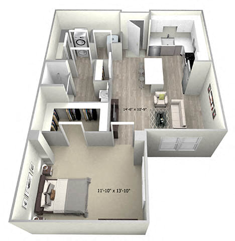1 Bed 1 Bath TruaH Floor Plan at 735 Truman, Hyde Park, Massachusetts