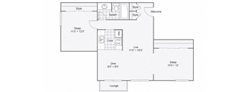The Dylan 2 Bedroom Apartment Floor Plan