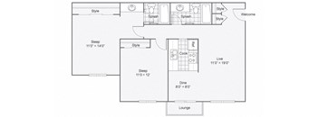 The Dylan 2 Bedroom Apartment Floor Plan