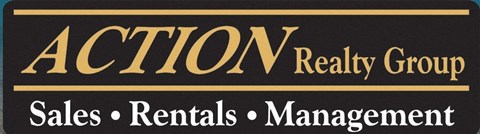 A black and gold logo for the ACTION Realty Group.