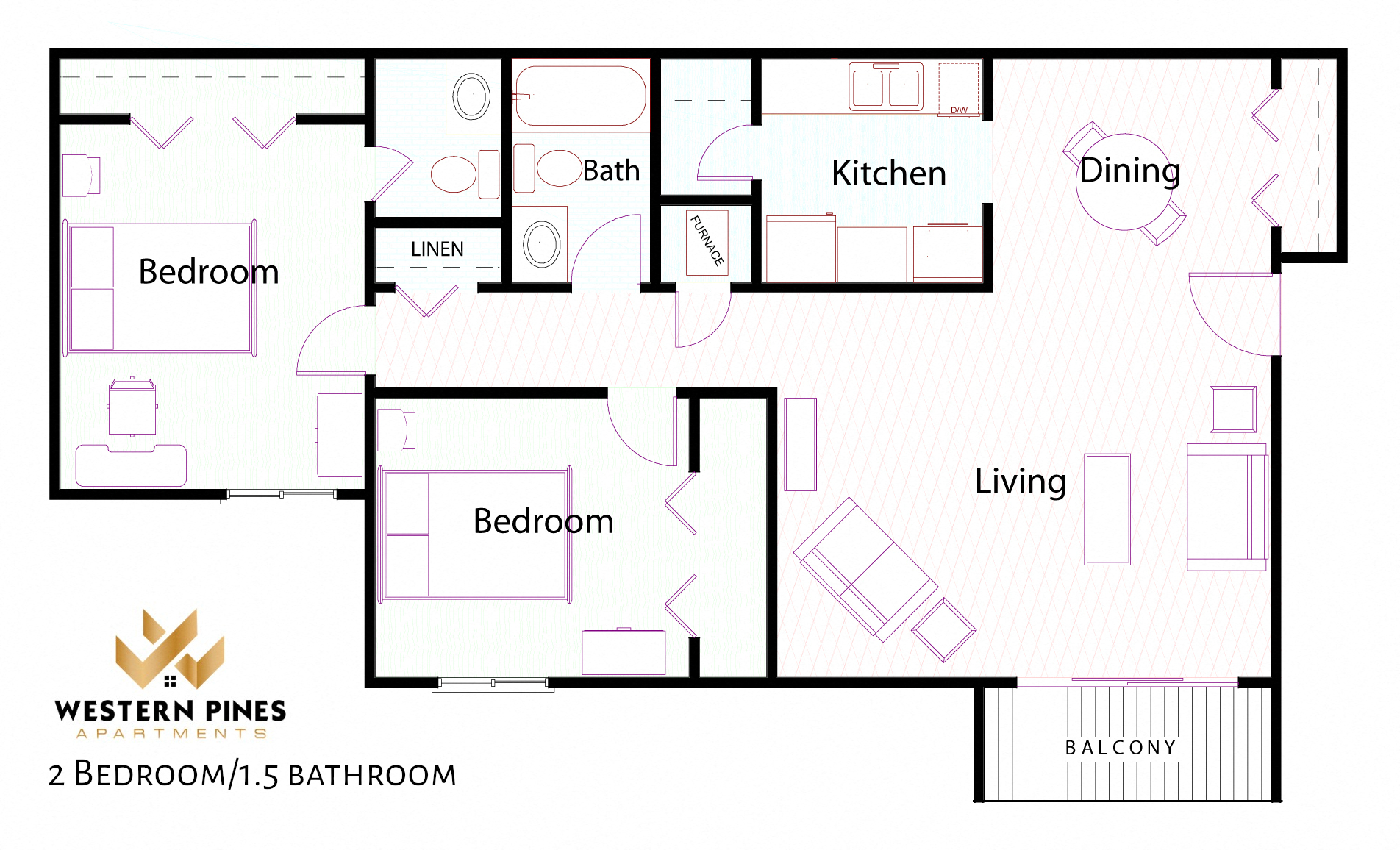 Two Bedroom One and a Half Bathroom