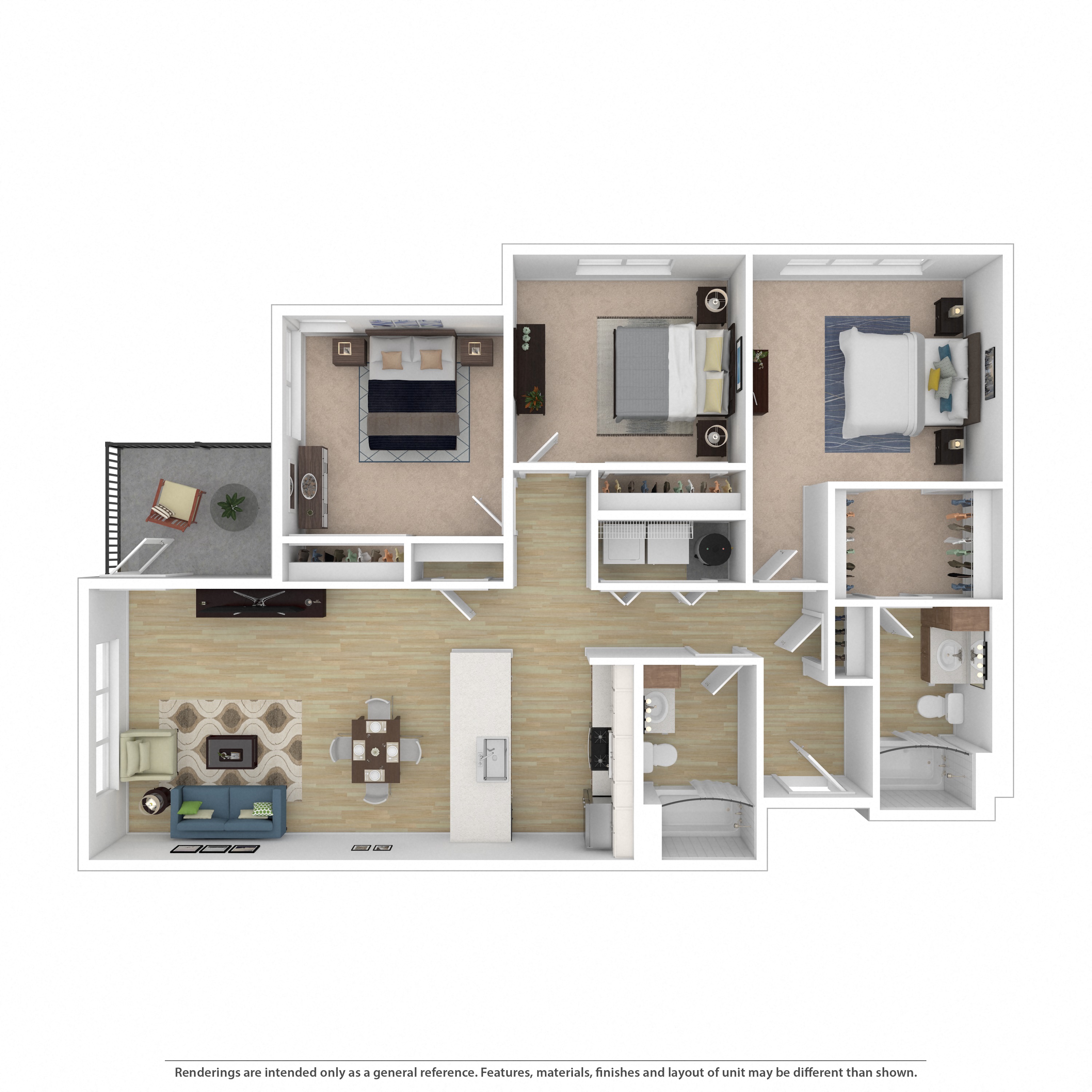 3 Bedroom, 2 Bathroom Floor Plan