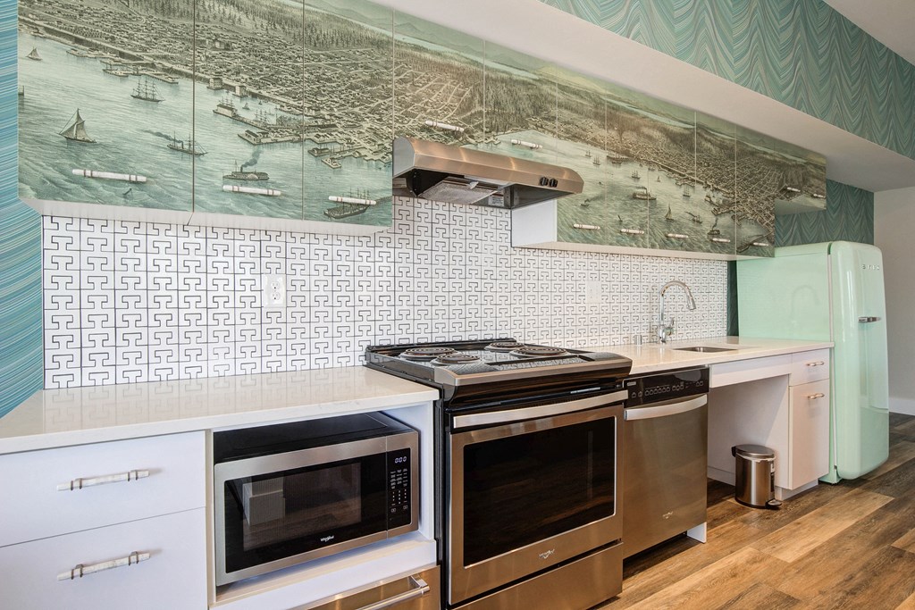 Community Kitchen with Microwave, Oven, Dishwasher, Refrigerator