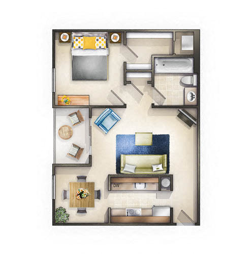 large 1 bedroom apartment