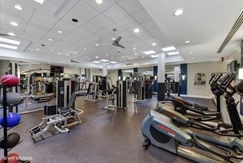 Large Fully-Equipped Fitness Center with Free Weights and Spin Bikes