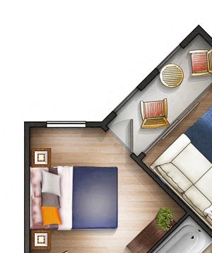 1 Bedroom - 1E Floor plan 1 Bedroom - 1E Floor plan at The Saratoga Apartments, Washington, DC, 20008