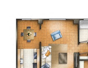 One BR/Sunroom Floor plan One BR/Sunroom Floor plan at The Chesapeake, Washington, DC