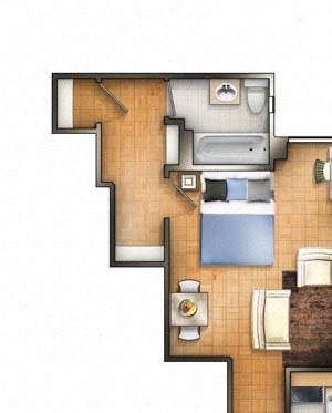 Studio 01 Floor plan Studio 01 Floor plan at The Chesapeake, Washington, 20008