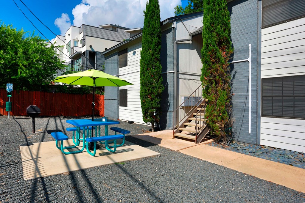outdoor picnic area with grill