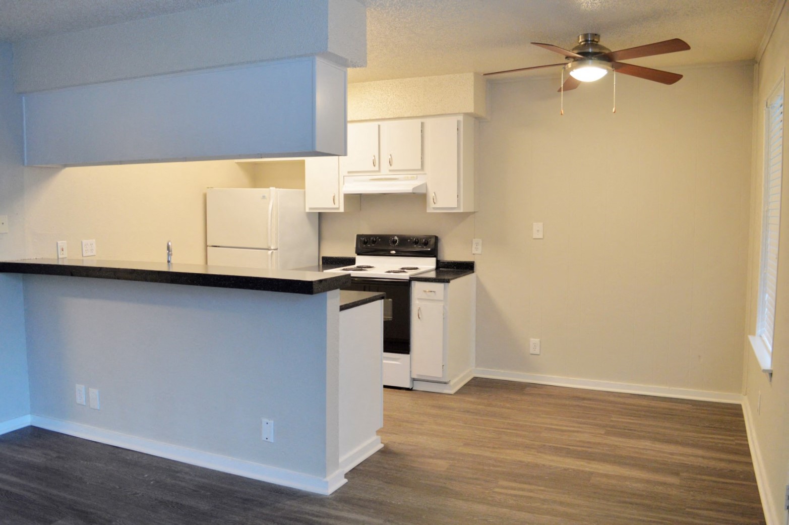 kitchen with a missing fridge