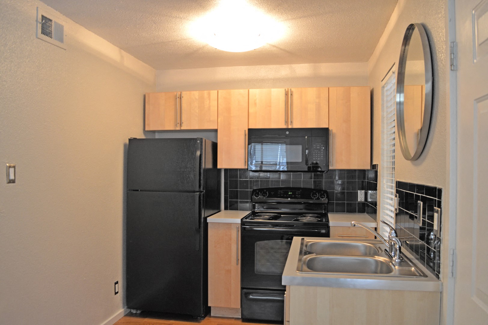 kitchen with brown cabinets