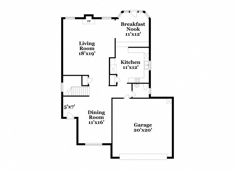 a floor plan of a house with two bedrooms and a garage