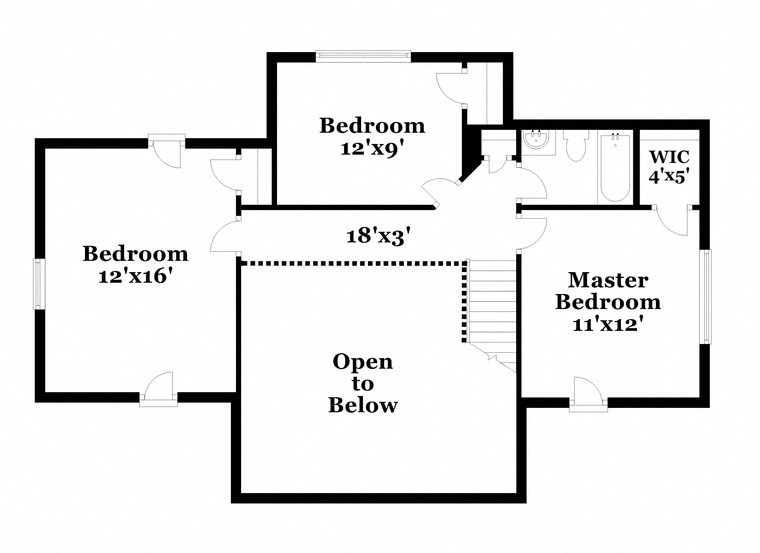 floor plan of a house with bedrooms and baths and a master closet