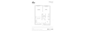 1 Bedroom 1 Bathroom Floor Plan at One Harrison, Harrison, New Jersey