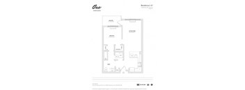 Residence A7 1 Bed 1 Bath Floor Plan at One Harrison, New Jersey