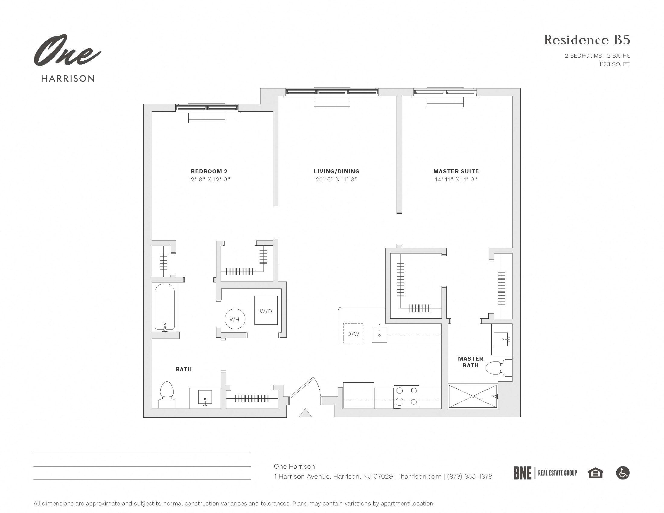Residence B5 2 Bed 2 Bath Floor Plan at One Harrison, Harrison, NJ