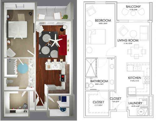 Studio, 1 Bathroom