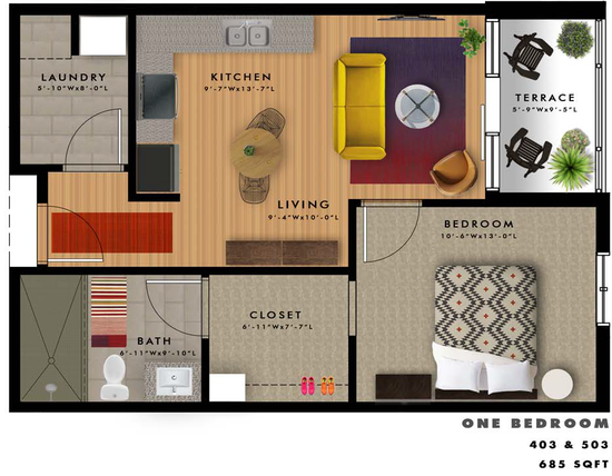 1 Bedroom, 1 Bathroom